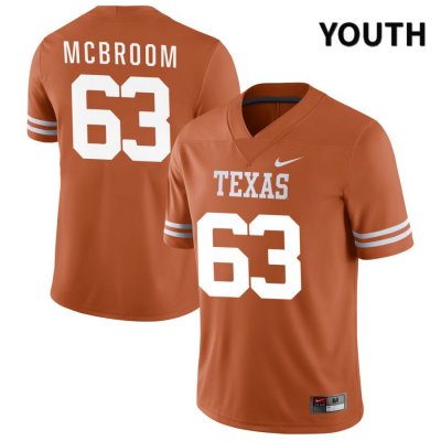 Texas Longhorns Youth #63 Patrick McBroom Authentic Orange NIL 2022 College Football Jersey XIF54P5N